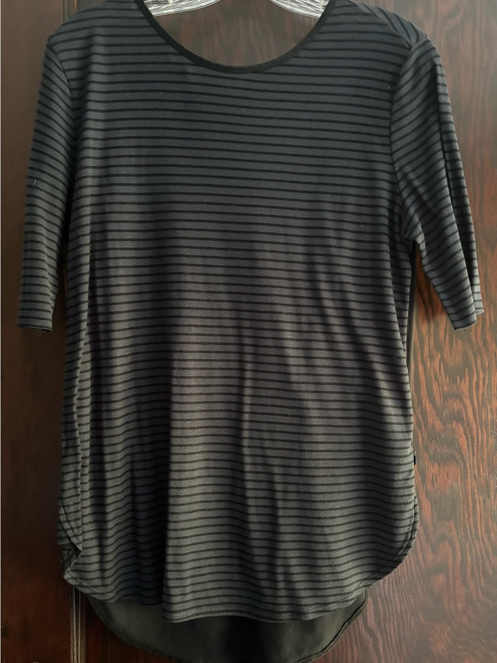 Scotch & Soda Navy and Black Striped Scoop-Neck with satin back Women’s Top